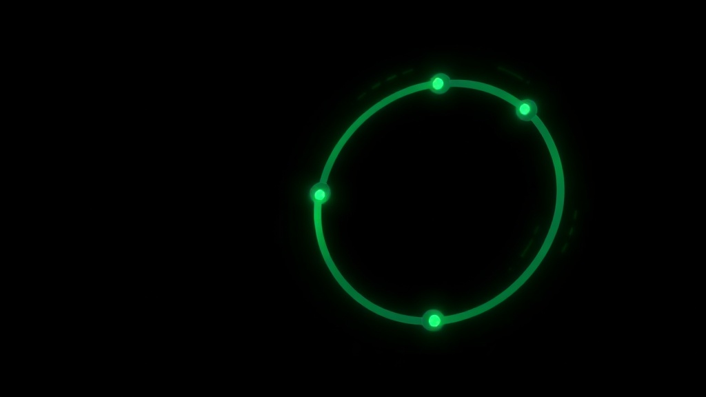 A glowing green circular loop of four connected workflow stages