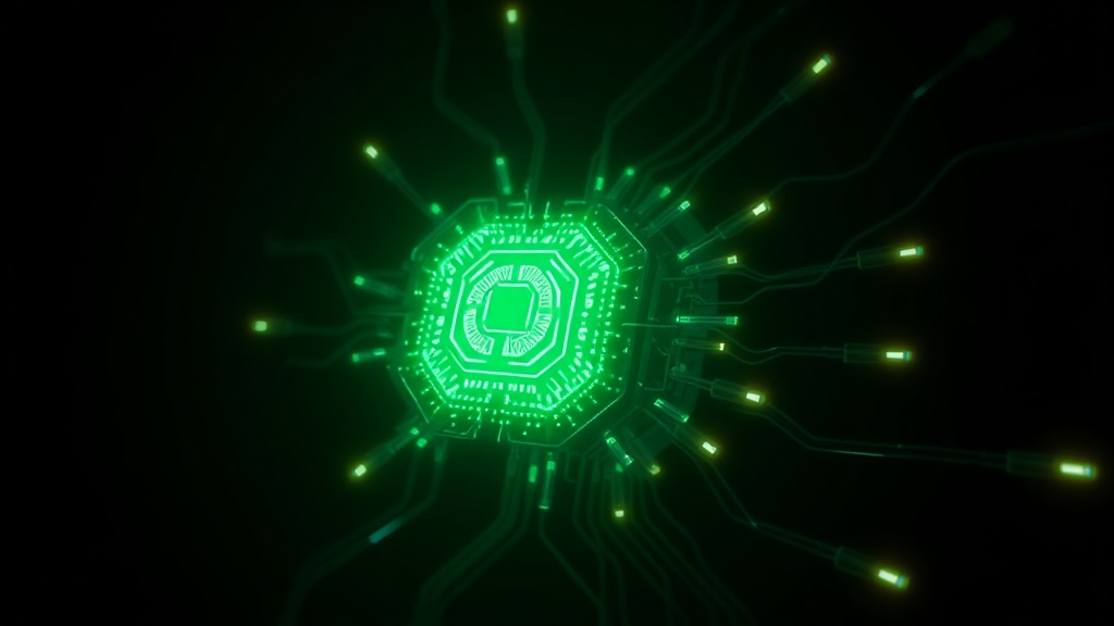 A glowing green AI core with tool connectors plugging into it